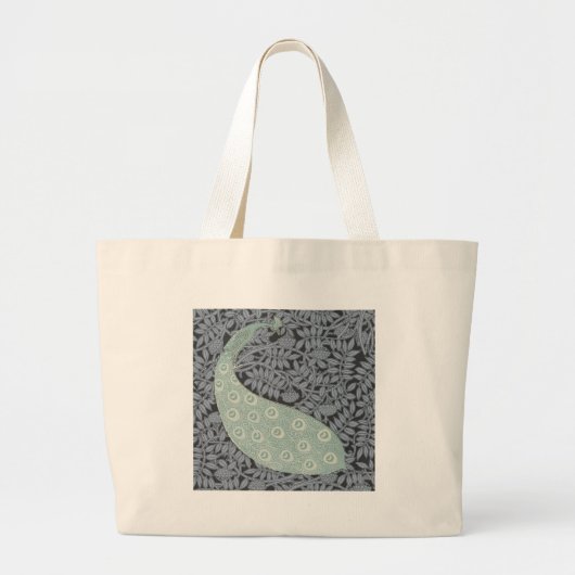 Art Nouveau Peacock Classic  Bird Grote Tote Bag (Voorkant)