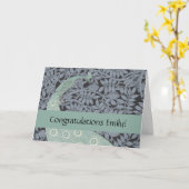 Art Nouveau Peacock Classic Bird Kaart (Gele Bloem)