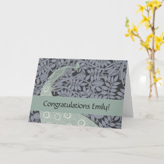 Art Nouveau Peacock Classic  Bird Kaart (Gele Bloem)