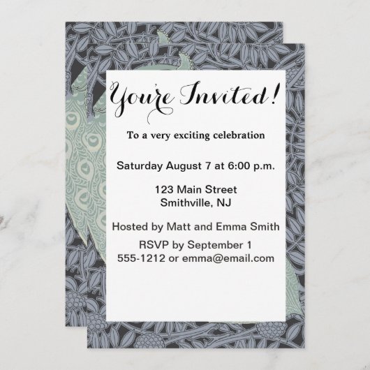 Art Nouveau Peacock Classic  Bird Kaart (Voorkant / Achterkant)