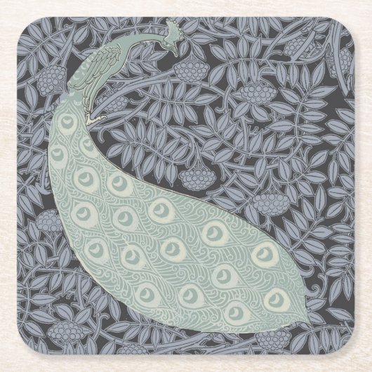 Art Nouveau Peacock Classic  Bird Kartonnen Onderzetters (Voorkant)