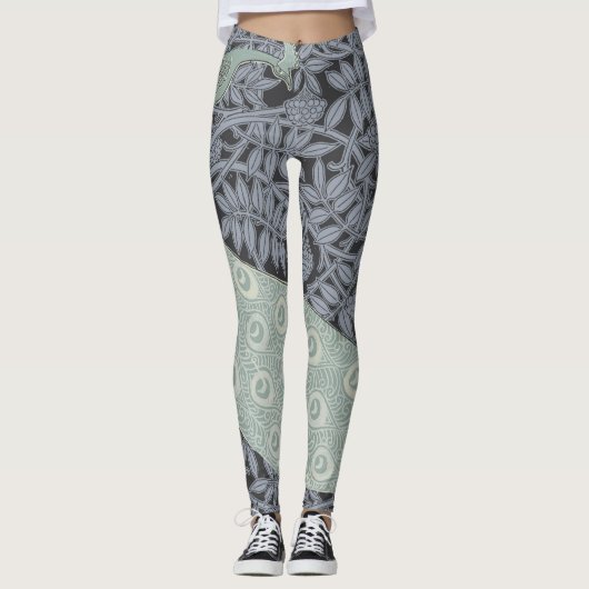 Art Nouveau Peacock Classic  Bird Leggings (Voorkant)