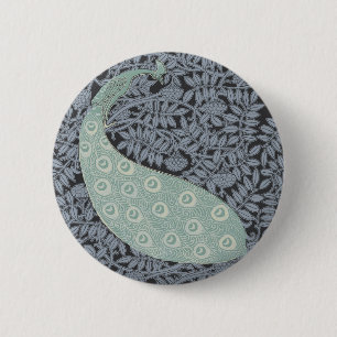 Art Nouveau Peacock Classic  Bird Ronde Button 5,7 Cm