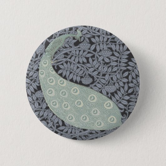 Art Nouveau Peacock Classic  Bird Ronde Button 5,7 Cm (Voorkant)
