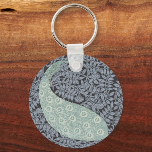 Art Nouveau Peacock Classic  Bird Sleutelhanger (Voorkant)