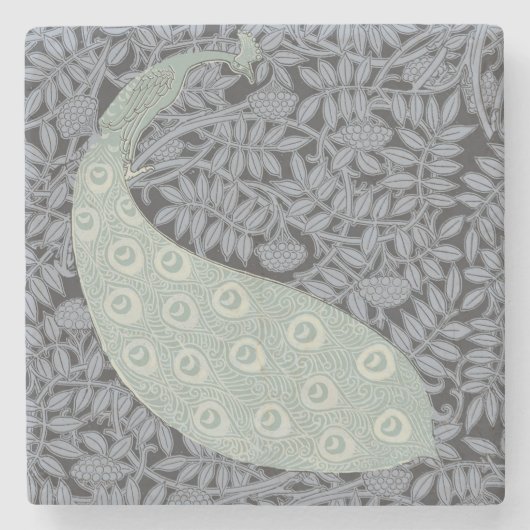 Art Nouveau Peacock Classic  Bird Stenen Onderzetter (Voorkant)