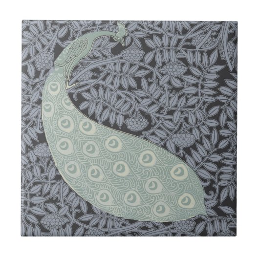 Art Nouveau Peacock Classic  Bird Tegeltje (Voorkant)