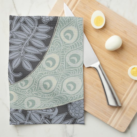 Art Nouveau Peacock Classic  Bird Theedoek (Quarter Fold)