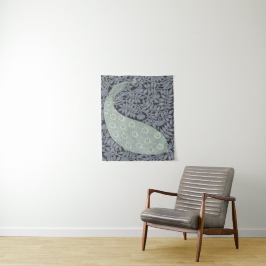 Art Nouveau Peacock Classic Bird Wandkleed (In situ)