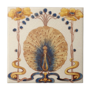 Art Nouveau  Peacock Design Feature Tile Tegeltje