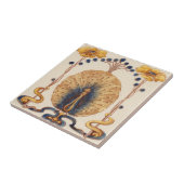 Art Nouveau  Peacock Design Feature Tile Tegeltje (Zijkant)