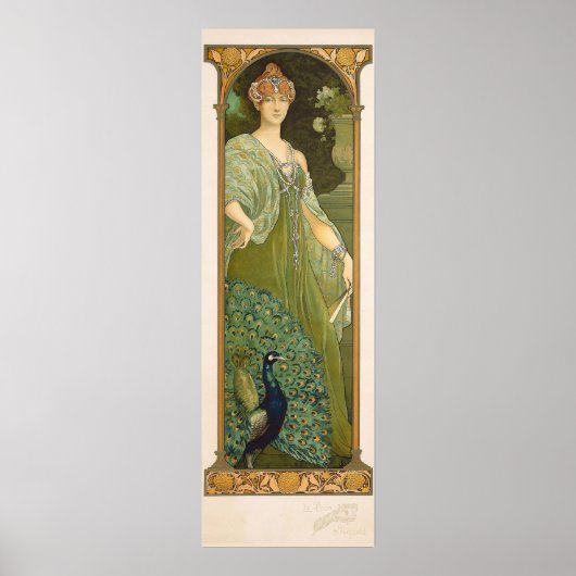 Art Nouveau Peacock Design Sonrel Poster (Voorkant)