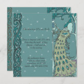 Art Nouveau Peacock Dinner Invitations Kaart (Voorkant / Achterkant)