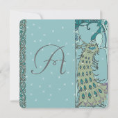 Art Nouveau Peacock Dinner Invitations Kaart (Achterkant)