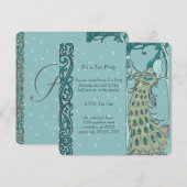 Art Nouveau Peacock Dinner Invitations Kaart (Voorkant / Achterkant)