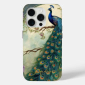 Art Nouveau Peacock  Elegant Feathers Naam Case-Mate iPhone Case (Achterkant)