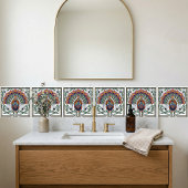 Art Nouveau Peacock Feather Floral Design Ceramic  Tegeltje