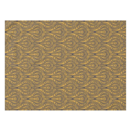 Art Nouveau Peacock Feather Pattern Tafelkleed (Voorkant (Horizontaal))