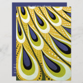 Art Nouveau Peacock Feather Wedding Invitation Kaart (Voorkant / Achterkant)