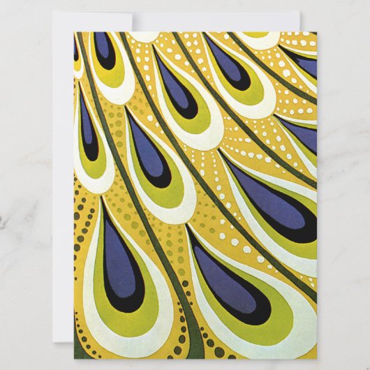 Art Nouveau Peacock Feather Wedding Invitation Kaart (Voorkant)