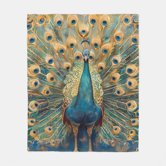 Art Nouveau Peacock Fleece Deken (Voorkant)