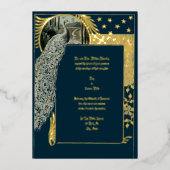  Art Nouveau Peacock Folie Uitnodiging (Voorkant)