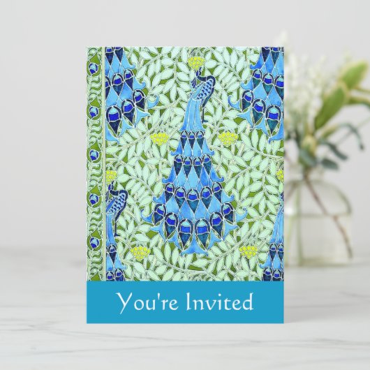  Art Nouveau Peacock Kaart (Staand voorkant)