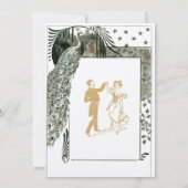  Art Nouveau Peacock Kaart (Achterkant)