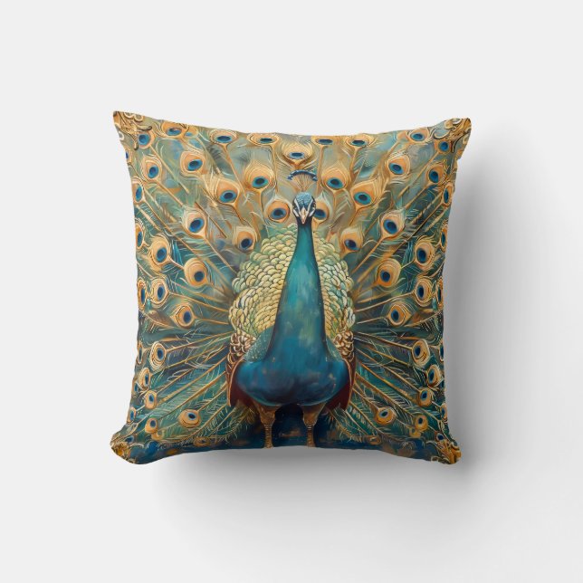 Art Nouveau Peacock Kussen (Voorkant)