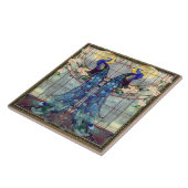 Art Nouveau Peacock Lovevogels Rozen Vine Swing Tegeltje (Zijkant)