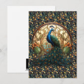 Art Nouveau Peacock op Note Kaart 1 (Voorkant / Achterkant)