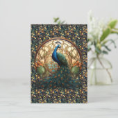 Art Nouveau Peacock op Note Kaart 1 (Staand voorkant)