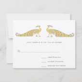 Art Nouveau Peacock Parade-reactiekaart RSVP Kaartje (Voorkant)