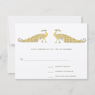 Art Nouveau Peacock Parade-reactiekaart RSVP Kaartje