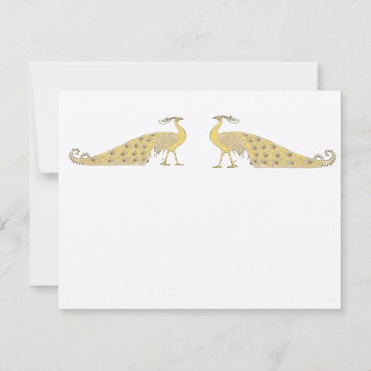 Art Nouveau Peacock Parade-reactiekaart RSVP Kaartje (Achterkant)