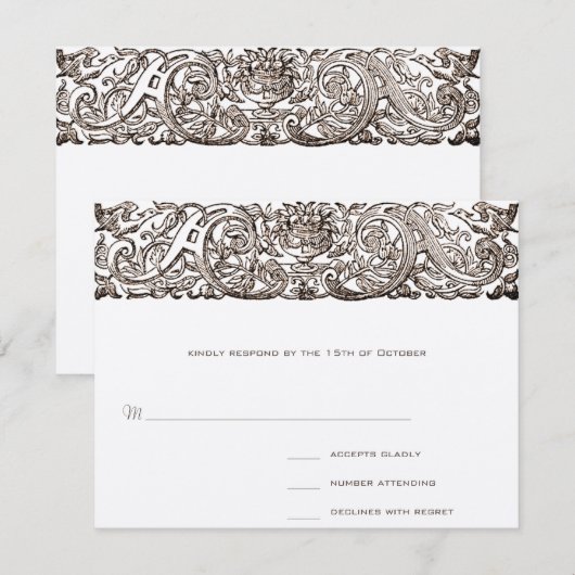 Art Nouveau Peacock Parade-reactiekaart RSVP Kaartje (Voorkant / Achterkant)