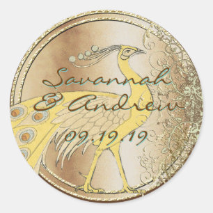 Art Nouveau Peacock Parade Ronde Sticker