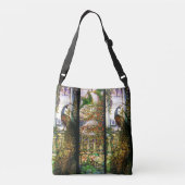 Art Nouveau Peacock Parrot Bird Glas in lood Crossbody Tas (Achterkant)