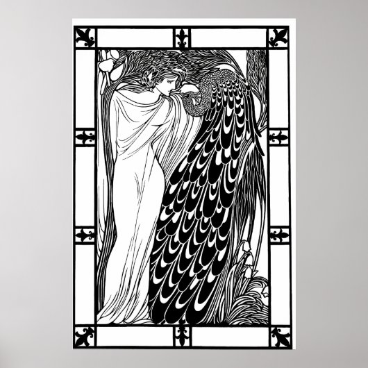Art Nouveau Peacock Poster - The Kiss (Voorkant)