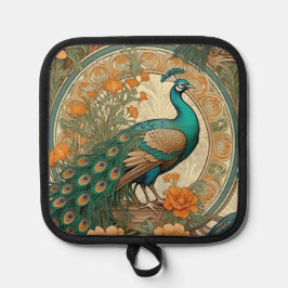 Art Nouveau Peacock Pot Holder Pannenlap