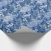 Art Nouveau Peacock Print, blauw en wit Cadeaupapier (Hoek)