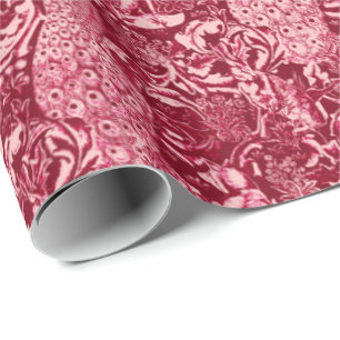 Art Nouveau Peacock Print, Bourgogne Cadeaupapier