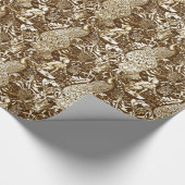 Art Nouveau Peacock Print, Brown en Cream Cadeaupapier (Hoek)