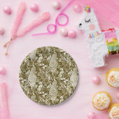 Art Nouveau Peacock Print, Brown en Cream Papieren Bordje (Feest)