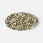 Art Nouveau Peacock Print, Brown en Cream Papieren Bordje (Gekanteld)