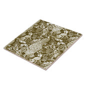 Art Nouveau Peacock Print, Brown en Cream Tegeltje (Zijkant)