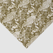 Art Nouveau Peacock Print, Brown en Cream Tissuepapier (Detail)