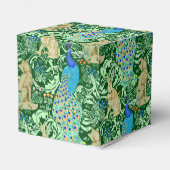 Art Nouveau Peacock Print, Cobalt Blue en Green Bedankdoosjes (Achterkant)