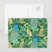 Art Nouveau Peacock Print, Cobalt Blue en Green Briefkaart (Voorkant / Achterkant)