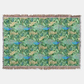 Art Nouveau Peacock Print, Cobalt Blue en Green Deken (Voorkant)